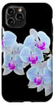 Coque pour iPhone 11 Pro Magnifique orchidée Phalaenopsis bleu clair Formes noires Mania