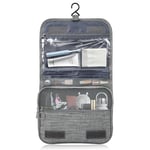 Trousse de Toilette à Suspendre, Trousse de Toilette Homme pour Voyage, Trousse de Toilette avec Plusieurs Compartiments et Poches en Filet, Trousse Toilette de Voyage pour Hommes et Femmes, Gris