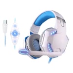 Fashion Bluetooth Earphone, Gaming Headset Headset, with Stereo Surround Sound Noise Canceling Mic, Works on PC PS4 Xbox (Color : White)
