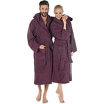 CelinaTex Bathrobe with Shawl Collar or Hood M Plum Cotton Sauna Gown Women Men Terry Towelling Dressing Gown