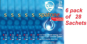 6 pack x Spatone Iron Rich Water, Natural Iron Supplement, Original, 28 sachets