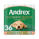 Andrex Ultimate Quilts Toilet Tissue; 36 Quilted Toilet Rolls with Aloe Vera Fragrance, Quilted Loo Rolls for Premium Skin Comfort, Aloe Scented Toilet Paper, 9 Toilet Rolls x 4 Packs