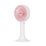 GEEPAS Hand Held Fan, Portable Handheld Type C Rechargeable Fans with 3 Speeds, Battery Operated Electric Mini Foldable Desk Desktop Fans for Home Office Travel, Pink