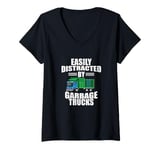 Womens Garbage Truck Driver Easily Distracted By Garbage Trucks V-Neck T-Shirt