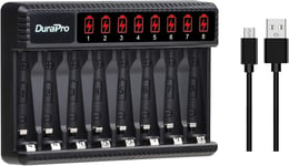 DuraPro Rapid Smart LCD 8-Slots USB AA AAA Battery Charger for AA AAA Ni-MH