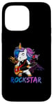 Coque pour iPhone 14 Pro Max Licorne Rock Star Guitare à bascule Musique Chanteur Rock Band