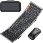 Xkm01 Clavier Souris Pliable, Clavier Souris Sans Fil Azerty Pour Affaires Et Voyages, 2.4G + Dual Bluetooth Pleine-Taille Clavier Portable Pour Telephone Tablette Ipad - Gris[MOU140601]