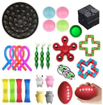 27Er Pack Fidget Sensory Jouet Set, Ensentilation De Contrainte TOYSET, Toys DE SRUCTION Premium ET Durable pour Les Enfants Adultes, Sensoriat Fidget Anti Stress Toy Set (27Er Noir)