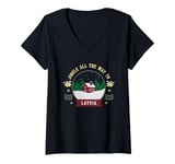 Womens Jingle All The Way To Latvia - Latvian Christmas Travel V-Neck T-Shirt