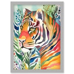 The Hidden Tiger Folk Art Artwork Framed Wall Art Print A4