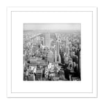 New York City North Empire State Building 1933 Vintage Photo 8X8 Inch Square Wooden Framed Wall Art Print Picture with Mount