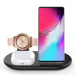 3 in 1 Wireless Charging Station, 10W Fast Charging Station for Samsung Galaxy S21 S20 S10 Samsung Galaxy Watch 4 Active 2 Wireless Charging Station 1, Galaxy Buds 2/+, Airpods 3 2, iPhone 13 Pro Max