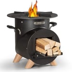 Blumfeldt Brasero Exterieur avec Barbecue Gril pour le Jardin et Terrasse, Brasero BBQ Portable, Bol en Acier, Brasero en forme de L, Foyer Camping, Brûleur à Bois avec Bac à Cendres et Tisonnier