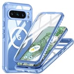 Remterad pour Google Pixel 9 Pro XL Coque pour téléphone- 360° Full Cover Housse- Drop Protector- Self Screen Protector Etui- Dust and Scratch Resistant Phone Case- Bleu.