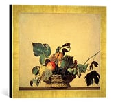 Kunst für Alle 'Encadré Image de Michelangelo Merisi Caravaggio La Corbeille à Fruits Impression d'art dans Le Cadre de Haute qualité Photos Fait Main, 40 x 30 cm, Doré Raya