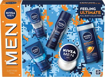 NIVEA Men FEELING ULTIMATE 5 PC Gift Set (Sport Body Wash, Cool Kick Spray, Face