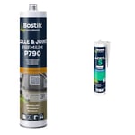 Bostik Mastic Colle & Joint Polyuréthane Premium P790 Noir, Multi-Usages, Intérieur et Extérieur, Cartouche de 300 ml & 310.11418 - Mastic Acryl S Maconnerie/Peinture - 310 ml - Blanc