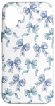 Coque pour iPhone 16 Plus Nœuds en toile bleue et blanche pour femme