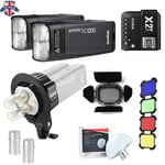 UK 2*Godox 2.4 TTL 1/8000s AD200 Flash+X2T-C for Canon+AD-B2+DB-07 Barn Door Kit