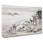 Big Box Art Full Moon at The Harvest by Kitagawa Utamaro Painting Canvas Wall Art Framed Picture Print, 30 x 20 Inch (76 x 50 cm), White, Grey, Black