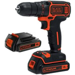 Perceuse-visseuse sans fil - BLACK & DECKER - BDCD18B - 18V - 2 batteries 1,5 Ah - Chargeur 200 mA