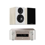 Marantz Melody X MCR612 Hifi Network System Silver with Wharfedale Diamond 12.0 Bookshelf Speakers Light Oak Package