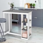 Idmarket - Table de bar barth 2 à 4 personnes ajourée bois blanc plateau gris