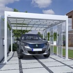 Carport aluminium Blanc Trigano - LIBECCIO + 3 claustras - 16 m² - Fabriqué en France