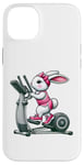 Coque pour iPhone 14 Plus Lapin de Pâques sur vélo elliptique Gym Fitness Workout