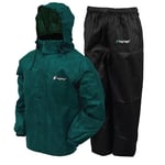 FROGG TOGGS Combinaison de pluie imperméable et respirante pour homme moyen Veste vert foncé/pantalon noir.