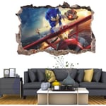 Seinätarra 3D Style Sonic The Hedgehog -seinätarra Kodinsisustus Seinätaide Vinyylitarra lastenhuoneeseen Olohuoneeseen (Tasossa (32 * 48cm)...