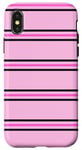 Coque pour iPhone X/XS Rose et bleu marine rayé girly esthétique Preppy Stripe