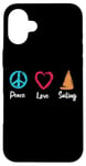 Coque pour iPhone 16 Plus Peace Love Sailing Captain Boat Sport