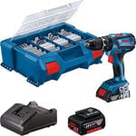 Bosch Professional 18V System GSB 18V-28 Cordless Combi Drill (incl. 2x2.0 Ah rech. Battery, Charger GAL 18V-20, Pick and Click L-Case w. 100-pce Accessory Set) – Amazon Exclusive Set