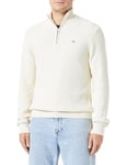 GANT Men's Cotton texture half zip Sweater, cream, XXXL