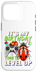 Coque pour iPhone 16 Pro It's My Birthday Ladybug Time to Level Up Jeu vidéo