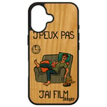 Coque Silicone Pour Apple Iphone 16 Bois Veritable J'peux Pas J'ai Film Bande Dessinée Noir Motif Rigide Gris Dessin Animé Television Je