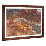 Big Box Art Framed Print of Bruno Liljefors The Fox Hunt 2 Design | Wall Art Picture | Home Decor for Kitchen, Living, Dining Room, Bedroom, Hallway, Office, Walnut, A2 / 24.5x18 Inch / 62x45cm