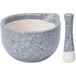 Excellent Houseware - Mortier de cuisine avec pilon, céramique, blanc