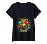 Womens Happy Diwali Funny Festival Lights Matching Family Design V-Neck T-Shirt