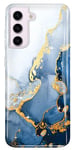 luolnh Galaxy S23 Case,Samsung Galaxy S23 Case Marble Brilliant Cute Design Shockproof Soft Silicone Rubber TPU Bumper Cover Skin Phone Case for Samsung S23 5G(White&Dark Blue)