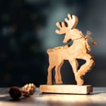 Christmas Reindeer Stag Ornament Decoration Mango Wood Home Decor Xmas 20cm Gift