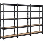 Étagère à 5 Niveaux Étagère Metallique Garage 153 × 75 × 30cm Charge 175kg Noir