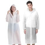 Amindz Poncho Pluie, 2 Poncho Imperméable, Poncho EVA Réutilisable, Poncho Pluie Femme et Homme,pour Randonnée, Camping, Voyage, Cyclisme（Blanc）