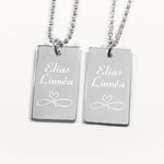 Parsmycke Dogtag, halsband med gravyr - Silver