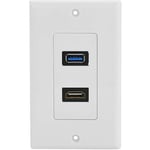 Prise hdmi et usb 3.0 prise murale, prise encastrée prise murale, 2 ports hdmi prise de jonction haute vitesse prise encastrée, blanc-Fei Yu