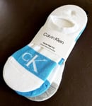 3 PAIRS Mens CALVIN KLEIN High Cut Footie Trainer Socks Aqua Blue White Grey CK9