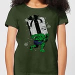 Marvel The Incredible Hulk Christmas Present Women's Christmas T-Shirt - Forest Green - XL - Forest Green