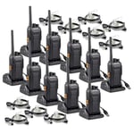 Retevis RT27 Walkie Talkies, Professional PMR446 16 Channels, Two Way Radio Rechargeable Long Distance, Hand Free 2 Way Radio with Earpiece for School, Retail, Security (10 Pack,Black)