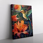 Hummingbird Art Deco Art Canvas Print for Living Room Bedroom Home Office Décor, Wall Art Picture Ready to Hang, 76x50 cm (30x20 Inch)